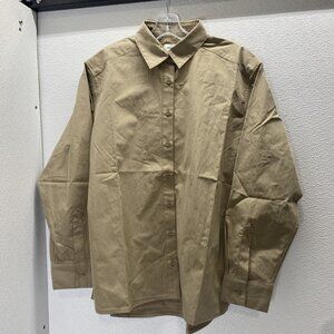 Still Here Men’s Lexington Button-Up Long Sleeve Shirt – Khaki – Size M